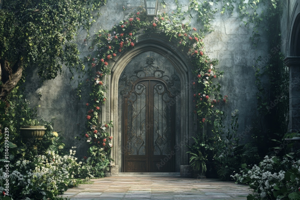 Enchanted Garden Entrance: A Mystical Doorway. Enchanted Garden Entrance: A Mystical Doorway.