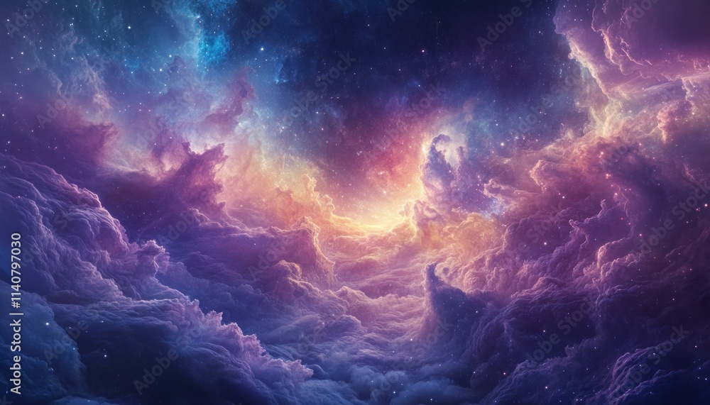 Cosmic Nebula with Vivid Hues and Starry Dust Cosmic Nebula with Vivid Hues and Starry Dust
