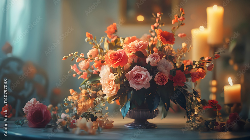 Naklejka premium Romantic Flower Arrangement Illustration