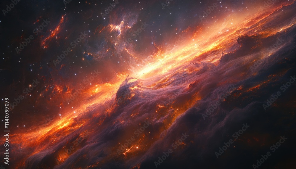 Fiery Nebula in a Starry Expanse Fiery Nebula in a Starry Expanse