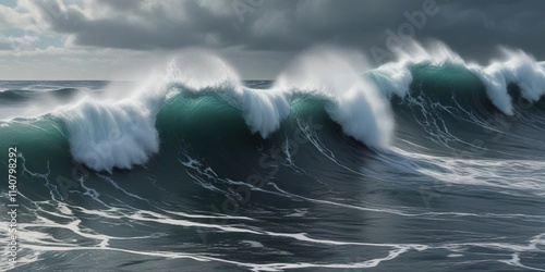 Wallpaper Mural Turbulent grey sea in rough offshore Bombora waves, blue ocean, dynamic sea Torontodigital.ca