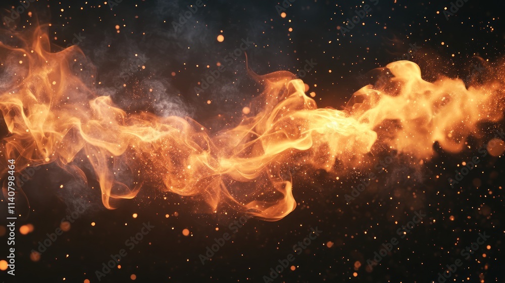 Dynamic Abstract Flames with Sparks on Black Background Dynamic Abstract Flames with Sparks on Black Background