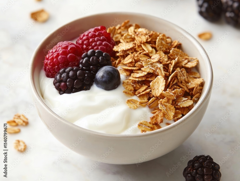 Healthy breakfast bowl with yogurt, granola, and berries. Healthy breakfast bowl with yogurt, granola, and berries.