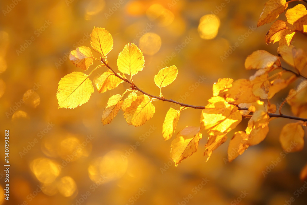 Golden autumn leaves in soft focus bokeh light Golden autumn leaves in soft focus bokeh light