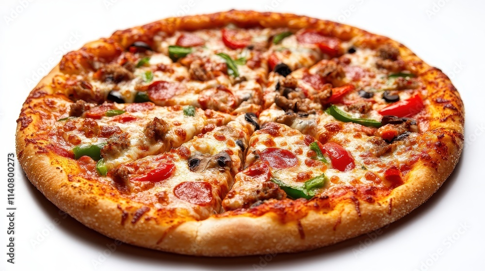 Delicious Golden Pizza with Crispy Edges and Toppings Delicious Golden Pizza with Crispy Edges and Toppings
