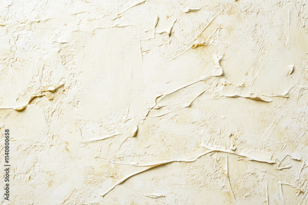Fototapeta premium Close-up of cream textured plaster wall surface with abstract patterns
