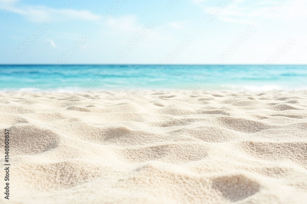 Sunny day on a sandy beach with clear blue ocean in the background Sunny day on a sandy beach with clear blue ocean in the background