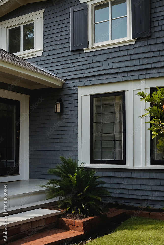 Gray Clapboard House Exterior with White Trim and Landscaping Gray Clapboard House Exterior with White Trim and Landscaping