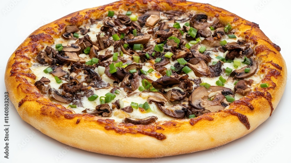 Pizza with Sliced Mushrooms and Green Onions Pizza with Sliced Mushrooms and Green Onions