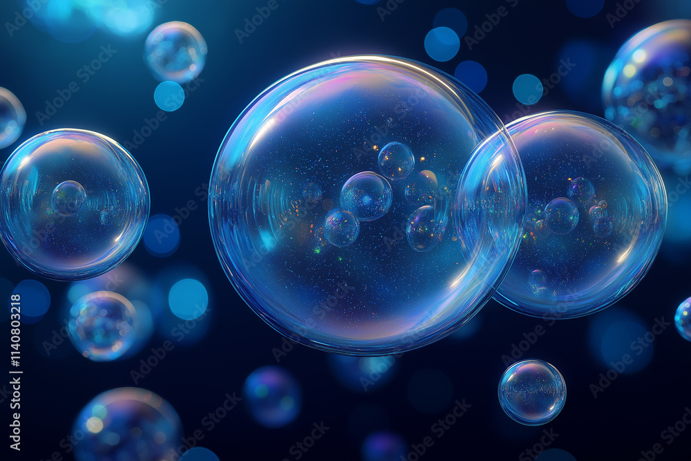 Ethereal Floating Bubbles on a Deep Blue Canvas – Surreal Abstract Art Ethereal Floating Bubbles on a Deep Blue Canvas – Surreal Abstract Art