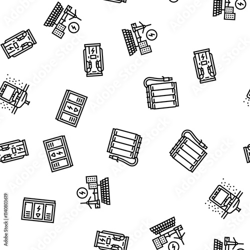 energy storage power system vector seamless pattern thin line illustration