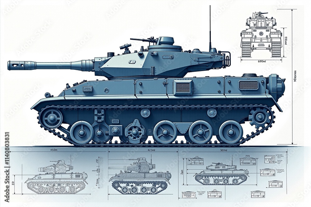 Technical Blueprint of Modern Battle Tank Technical Blueprint of Modern Battle Tank