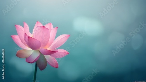 water lily with text space, lotus flower with pink petals blooming