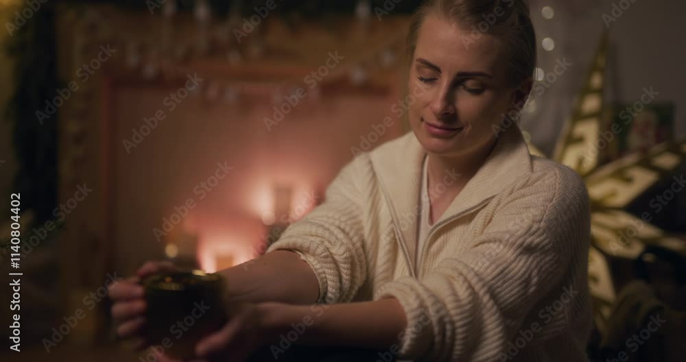 Satisfied and Happy Woman With Her Life Rests in the Comfort of Her Home