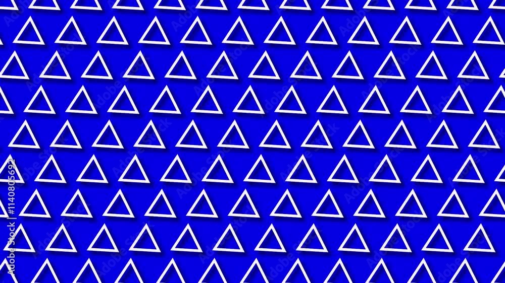 3D white triangle line moving patterns on a blue background. Triangle shape lines move and rotation animation 3D white triangle line moving patterns on a blue background. Triangle shape lines move and rotation animation