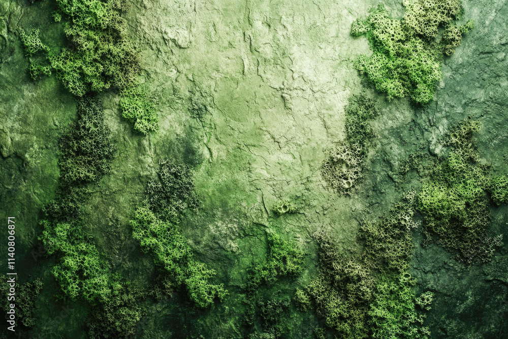 Textured green moss and lichen pattern on natural stone surface Textured green moss and lichen pattern on natural stone surface
