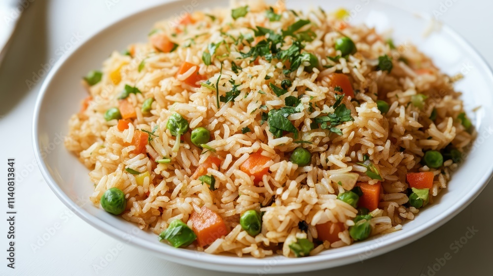 Authentic Spanish Fried Rice from Overhead Angle Authentic Spanish Fried Rice from Overhead Angle