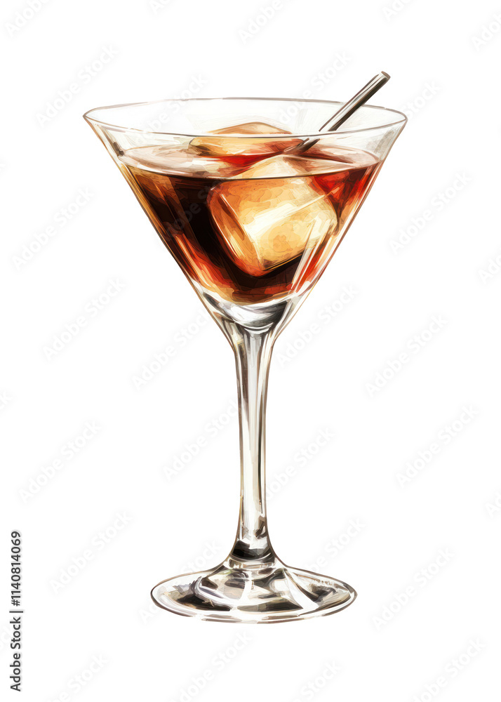 PNG Manhattan cocktail in martini glass with cherry garnish. Watercolor illustration of classic whiskey cocktail isolated on transparent background. Design for bar menus, drink recipes, and print PNG Manhattan cocktail in martini glass with cherry garnish. Watercolor illustration of classic whiskey cocktail isolated on transparent background. Design for bar menus, drink recipes, and print