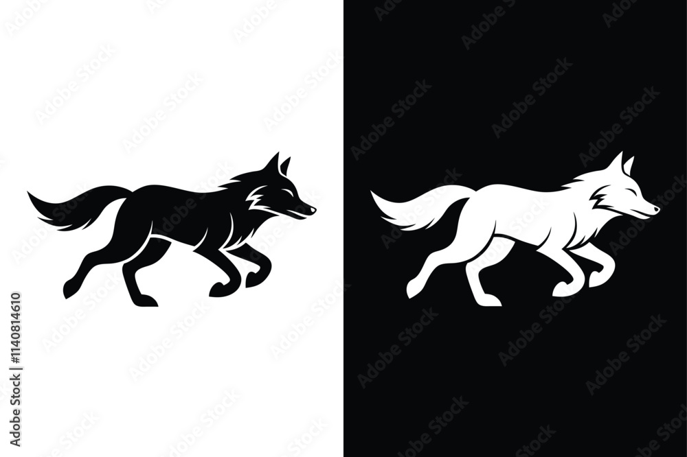 Wolf running vector on White Background ,Vector Art Illustration on white background. Wolf running vector on White Background ,Vector Art Illustration on white background.
