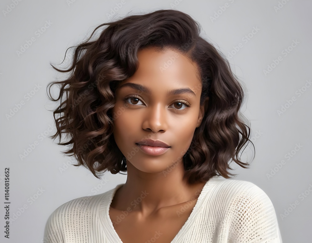 Minimalist Portrait of a Woman in a Soft White Sweater on a Clean White Background - Generative AI Minimalist Portrait of a Woman in a Soft White Sweater on a Clean White Background - Generative AI