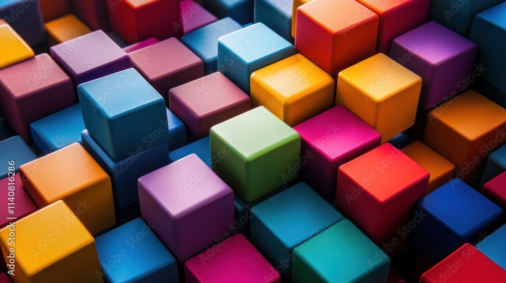 Abstract Colorful Cubes: A Vibrant 3D Composition of Interlocking Blocks Abstract Colorful Cubes: A Vibrant 3D Composition of Interlocking Blocks