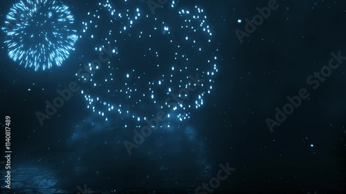 Fireworks explosion blue background