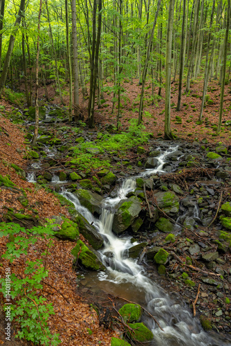 Starohutiansky waterfall near Nova Bana and Zarnovica, Pohronsky Inovec mountains, Slovakia photo