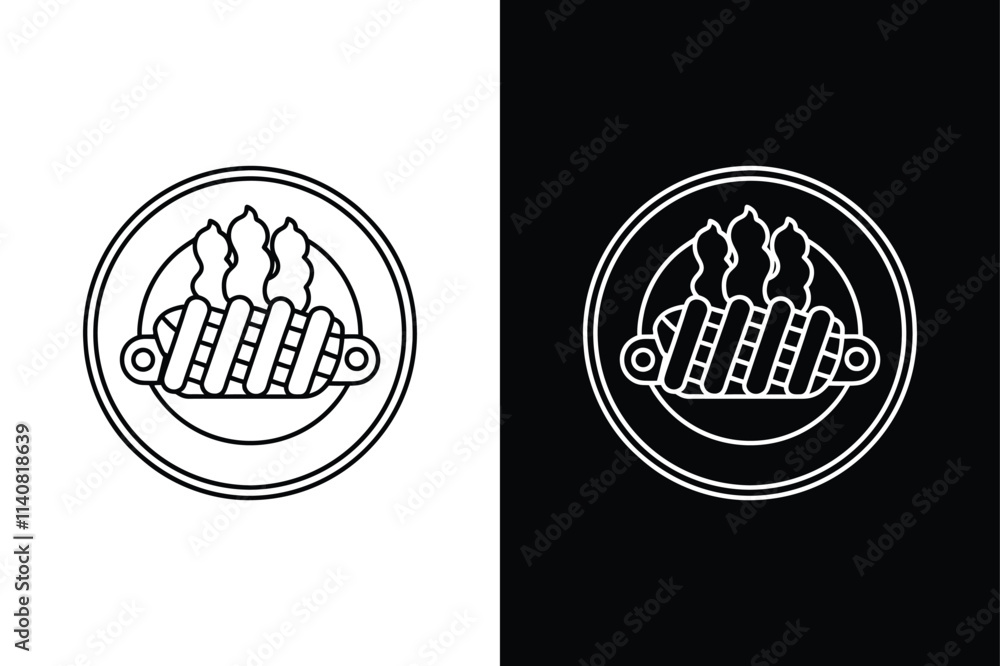BBQ ribs icon vector on White Background ,Vector Art Illustration on white background. BBQ ribs icon vector on White Background ,Vector Art Illustration on white background.