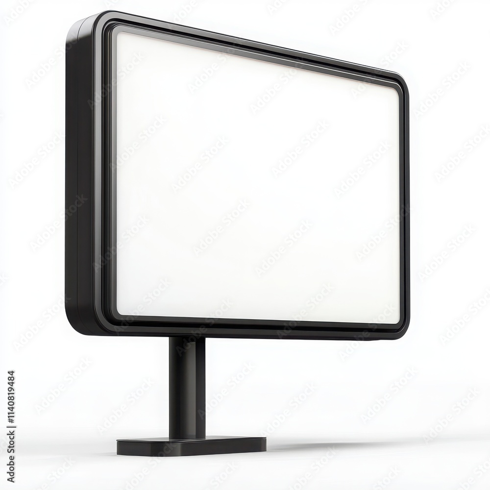 A modern digital billboard with a black border and a glowing blank screen on a white background A modern digital billboard with a black border and a glowing blank screen on a white background