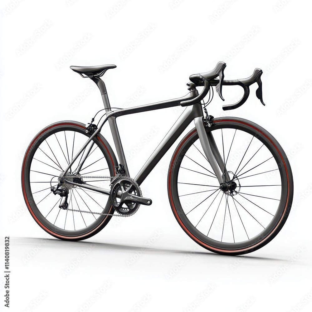 A modern road bicycle with a lightweight frame and thin tires, designed for speed on a white background A modern road bicycle with a lightweight frame and thin tires, designed for speed on a white background