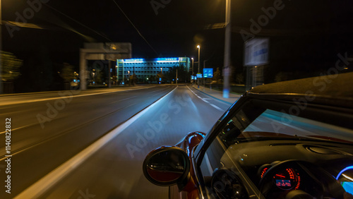 Photography Car moves at fast speed at the night streets timelapse hyperlapse drivelapse