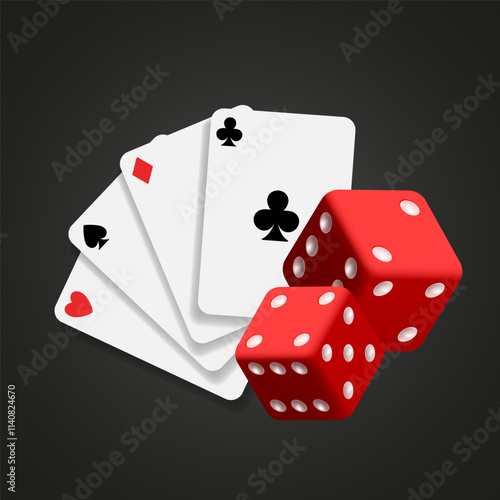 Casino illustration. Vector 3D elements on the theme of casinos and gambling.