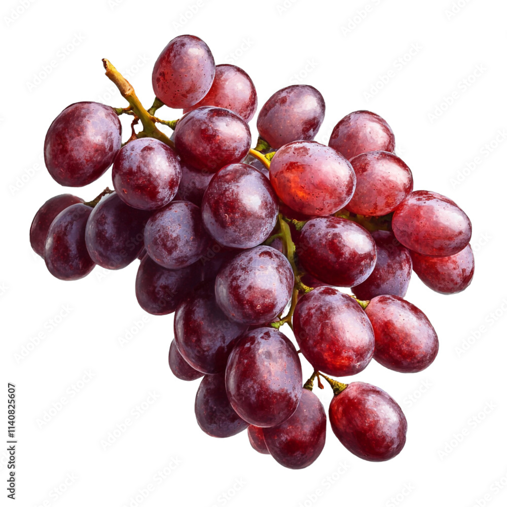 Bunch of red grapes on a branch, isolated, transparent background Bunch of red grapes on a branch, isolated, transparent background