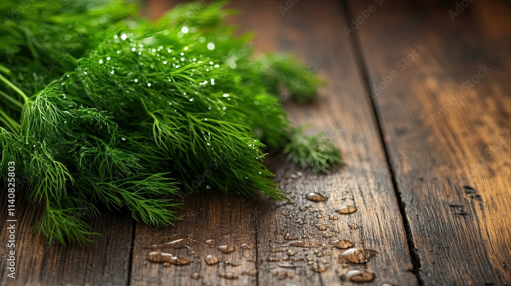 Fresh Dill on Rustic Wood: A Culinary Herb Still Life Fresh Dill on Rustic Wood: A Culinary Herb Still Life