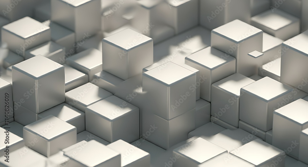 A minimalist 3D wallpaper of white cubes stacked unevenly, creating depth and shadows. A minimalist 3D wallpaper of white cubes stacked unevenly, creating depth and shadows.