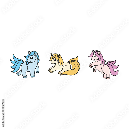 vector illustration of a set of funny animals