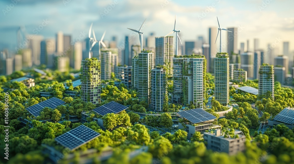 Obraz premium Eco-Friendly Metropolis: A Sustainable Cityscape of the Future