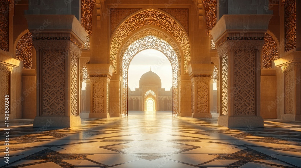 Obraz premium Golden Hour at the Grand Mosque: Architectural 