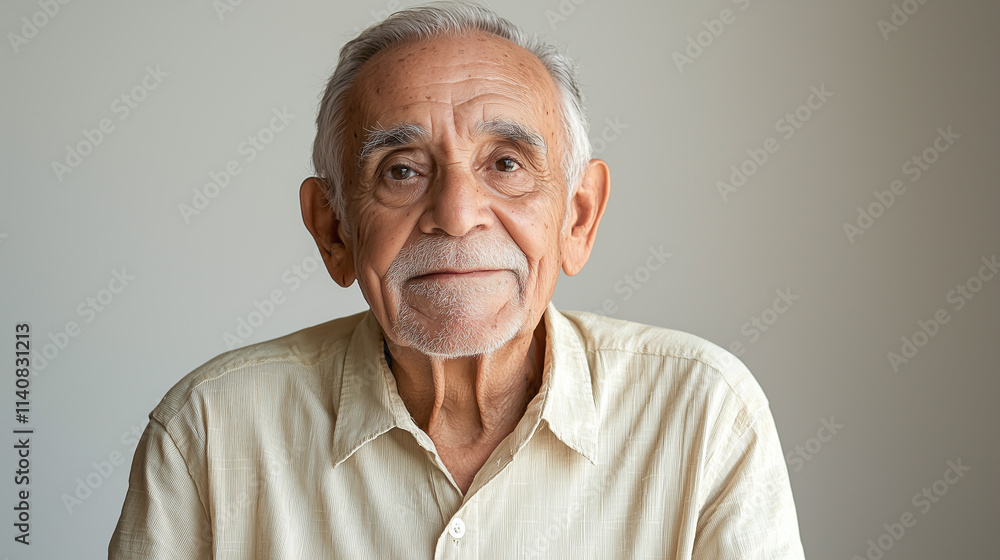 Portrait of a Brazilian senior person inside a studio isolated