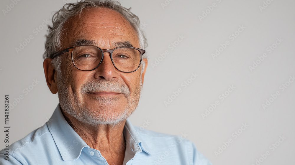 Portrait of a Brazilian senior person inside a studio isolated