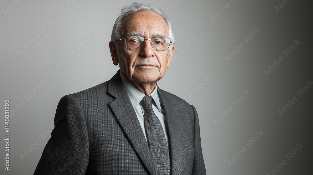 Portrait of a Brazilian senior person inside a studio isolated