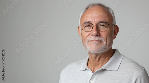 Portrait of a Brazilian senior person inside a studio isolated