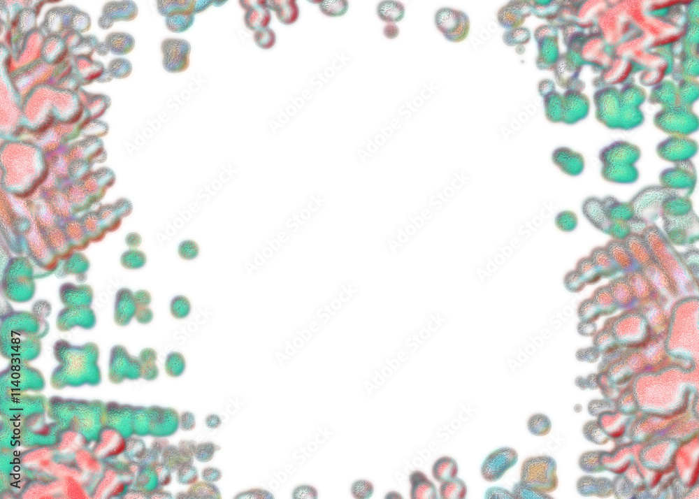 Obraz premium An abstract transparent psychedelic wavy splatter vignette design element overlay.