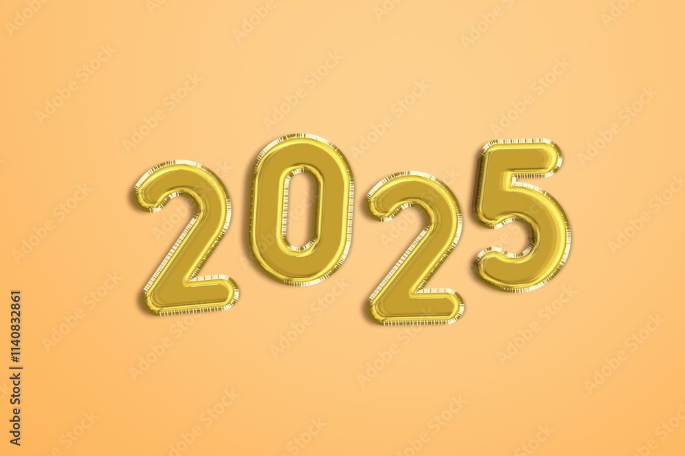 2025 New Year numbers on color background