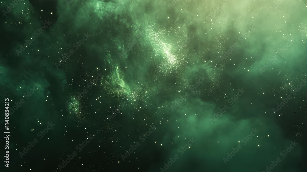 Green Fireworks Display with Stars and Smoke Green Fireworks Display with Stars and Smoke