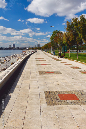 Boardwalk along sea. Pendik, Istanbul, Turkey