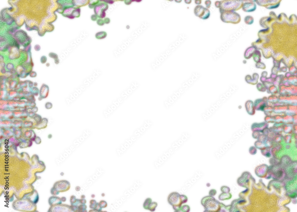 An abstract transparent psychedelic wavy splatter vignette design element overlay. An abstract transparent psychedelic wavy splatter vignette design element overlay.