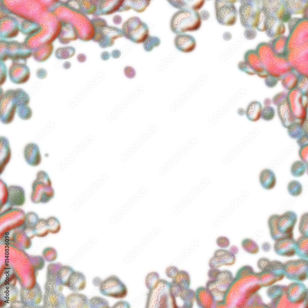An abstract transparent psychedelic wavy splatter vignette design element overlay. An abstract transparent psychedelic wavy splatter vignette design element overlay.