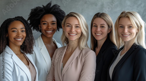  group of diverse multiracial and multi ethnic female colleagues smiling photo