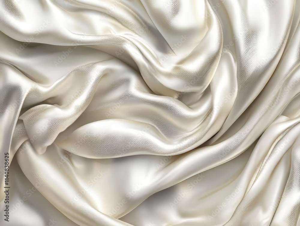 Fototapeta premium Flowing Cream Silk Fabric Texture Background: Elegance and Shine